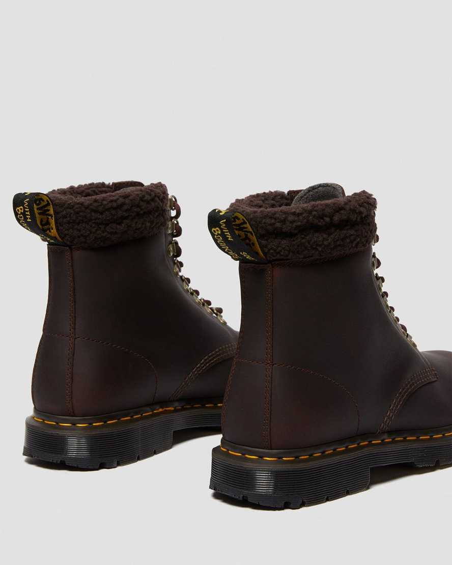 tmavě hnědé pánské volnočasové boty dr. martens 1460 dms wintergrip fleece