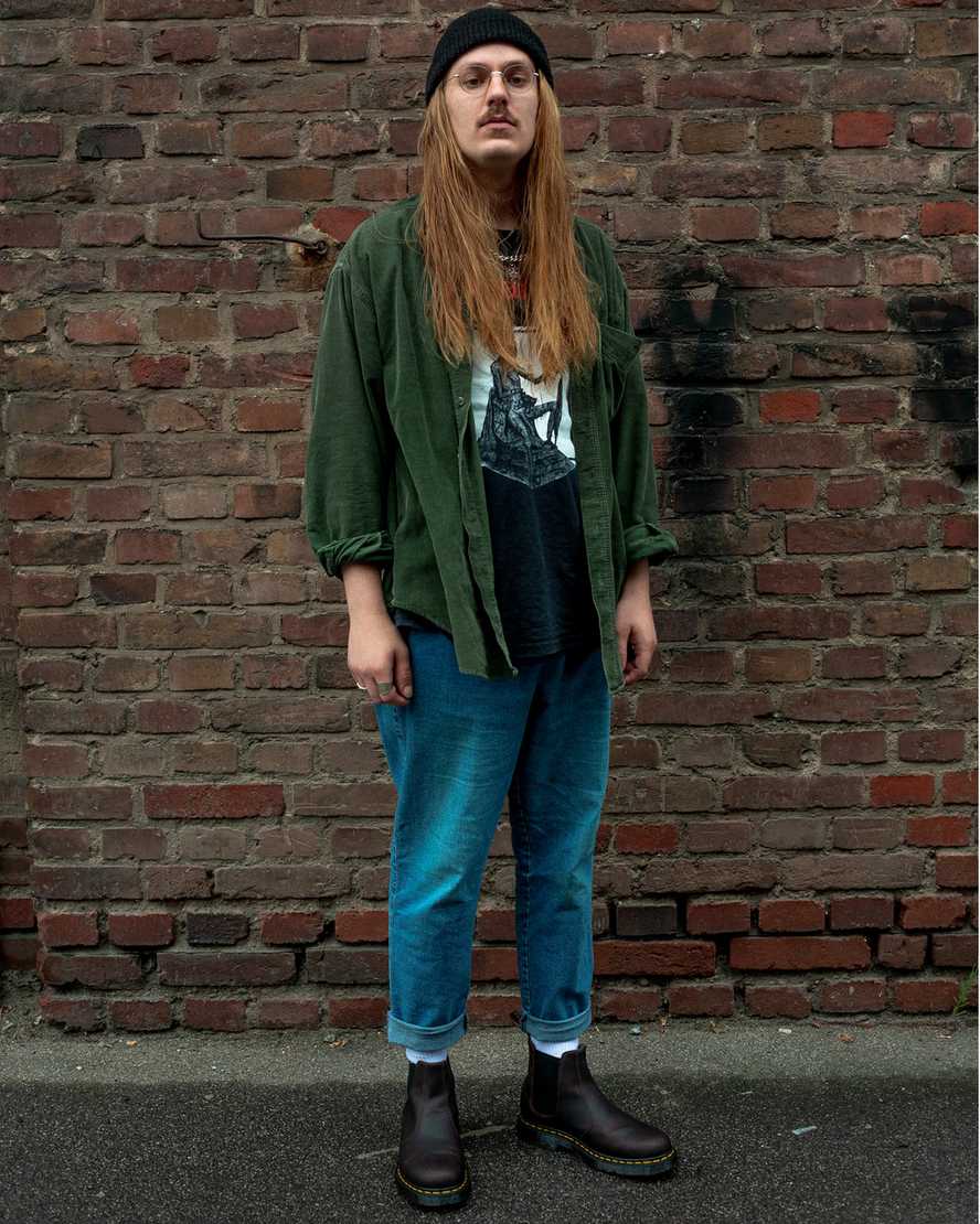 tmavě hnědé pánské boty dr. martens 2976 dms wintergrip chelsea