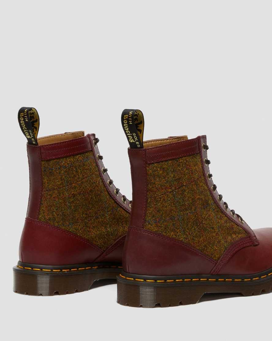 vínové pánské šněrovací boty dr. martens 1460 harris tweed