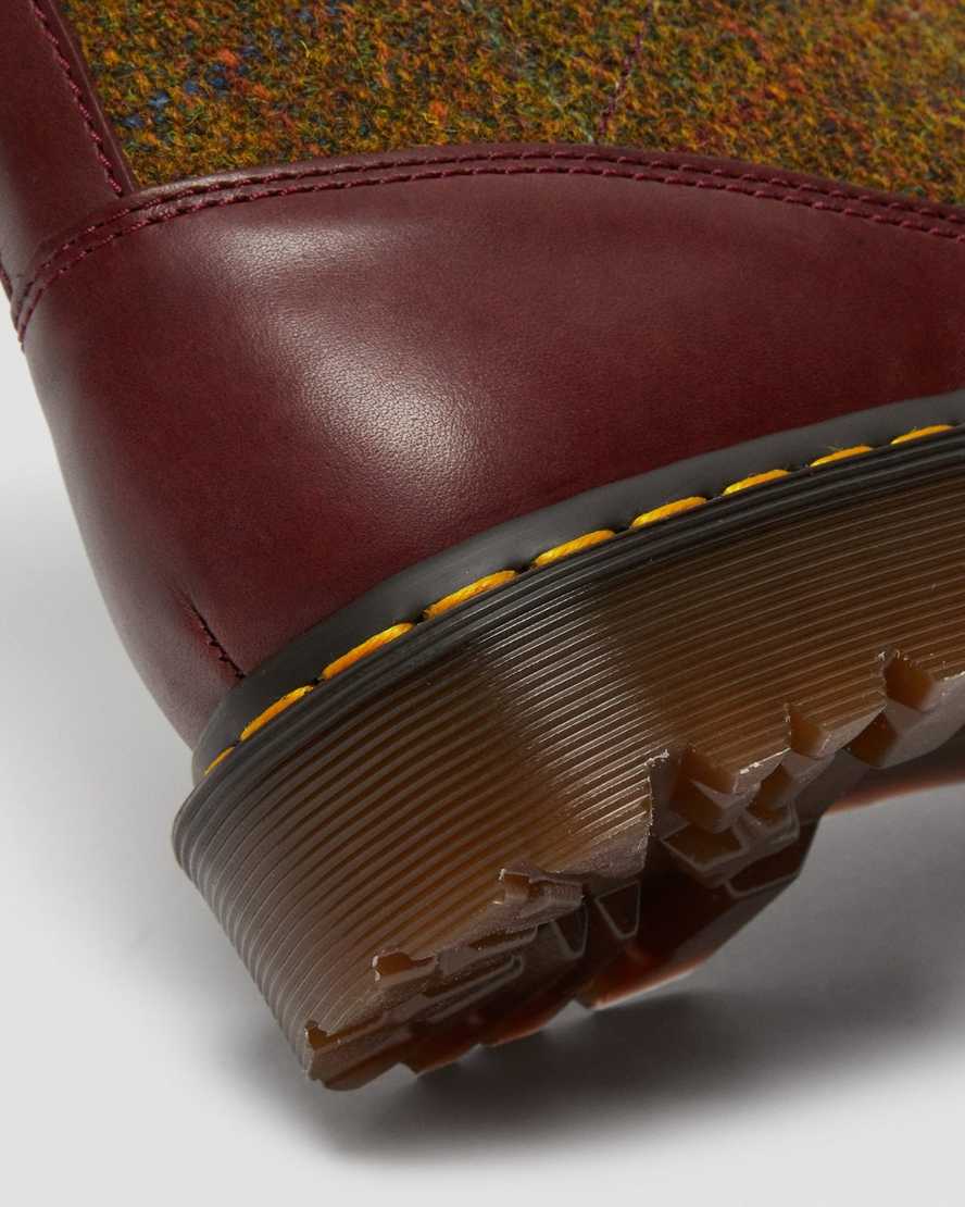 vínové pánské šněrovací boty dr. martens 1460 harris tweed
