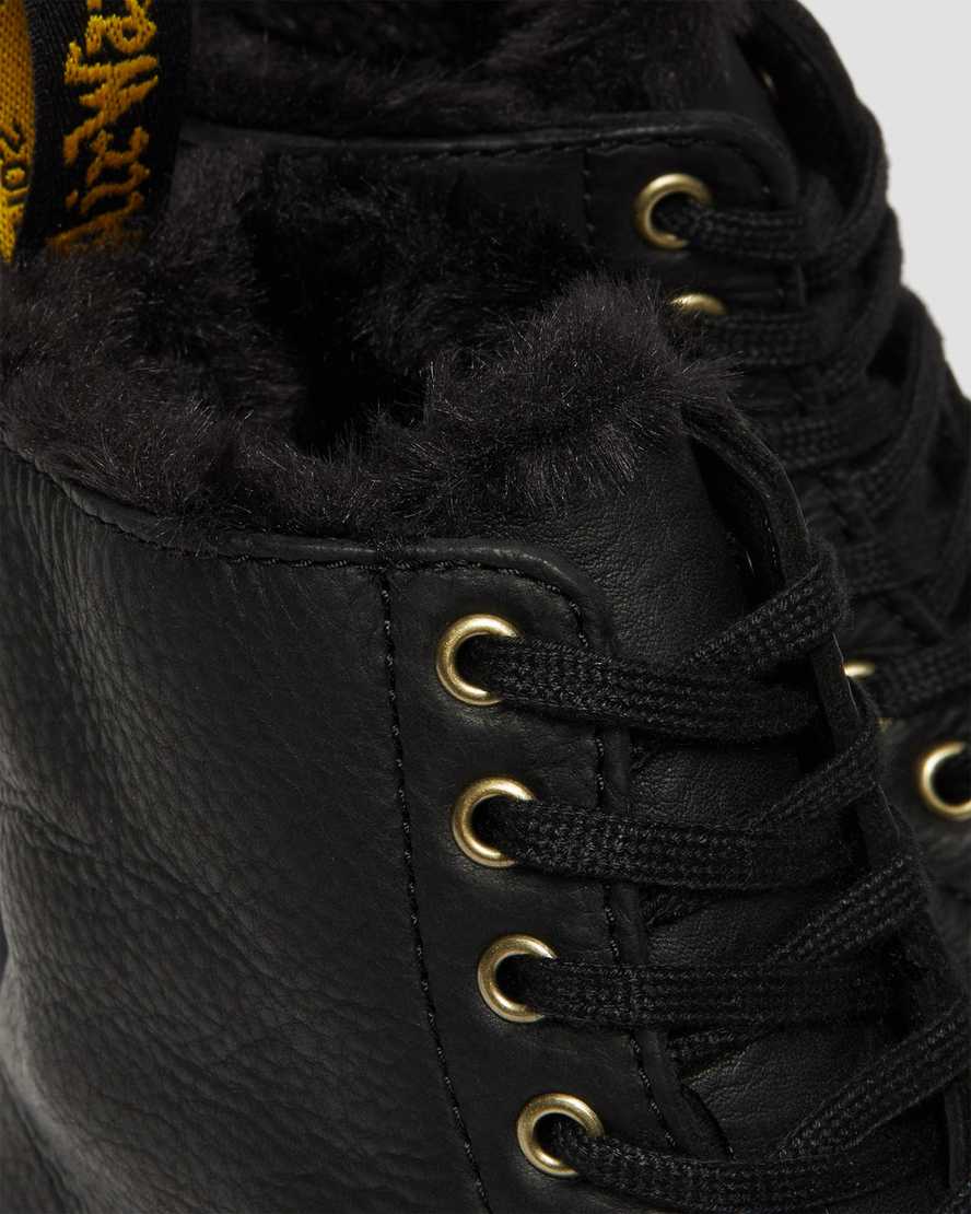 Černé pánské šněrovací boty dr. martens 1460 pascal s podšívkou z umělé kožešiny