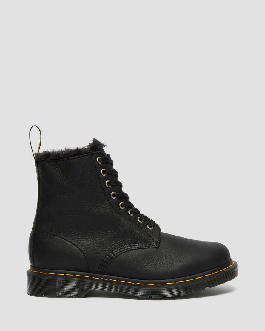 Černé pánské šněrovací boty dr. martens 1460 pascal s podšívkou z umělé kožešiny