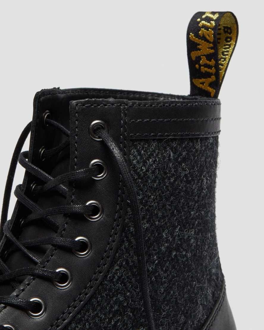 Černé pánské šněrovací boty dr. martens 1460 harris tweed