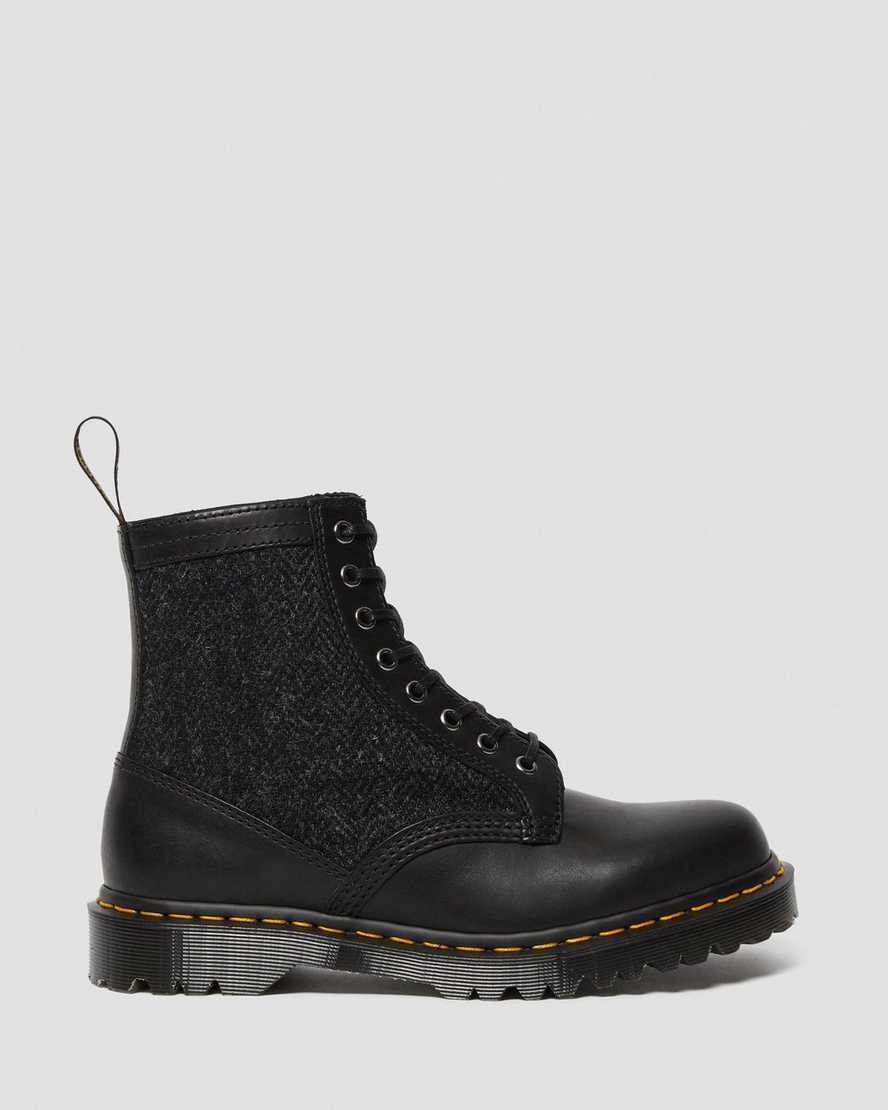 Černé pánské šněrovací boty dr. martens 1460 harris tweed