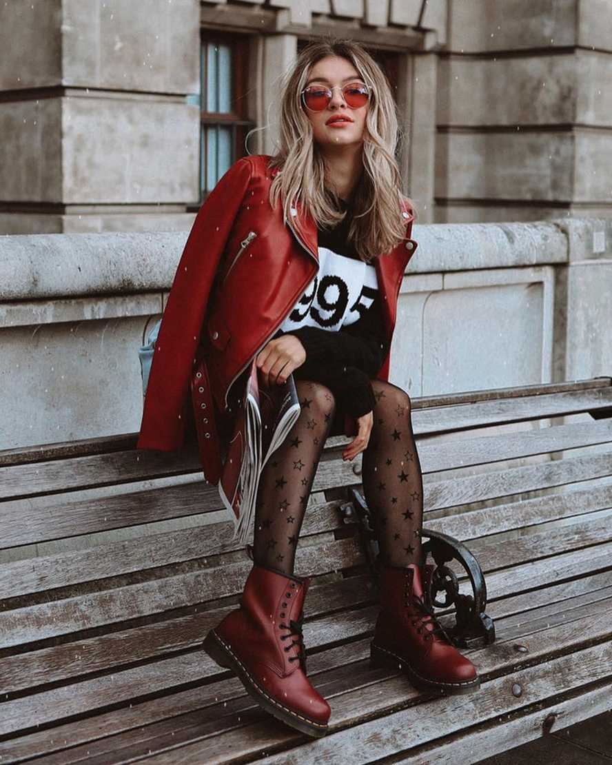 Červené pánské šněrovací boty dr. martens 1460 smooth