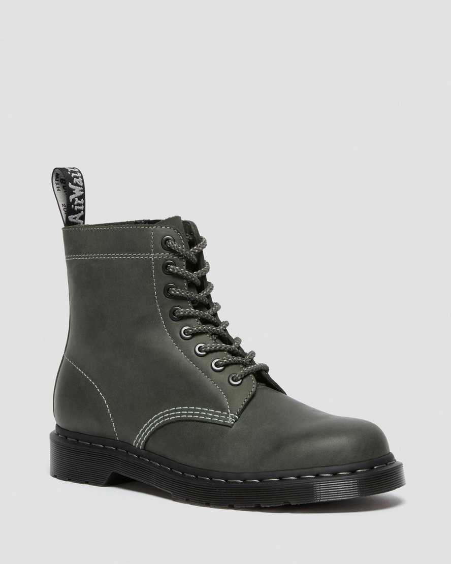 pánské šněrovací boty dr. martens 1460 pascal zip v olivové barvě
