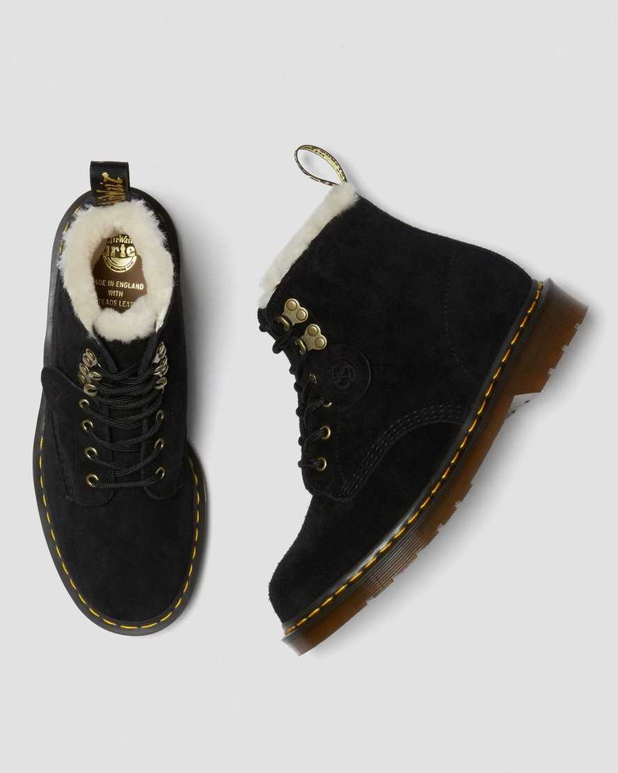 Černé pánské podšité boty dr. martens 101 shearling