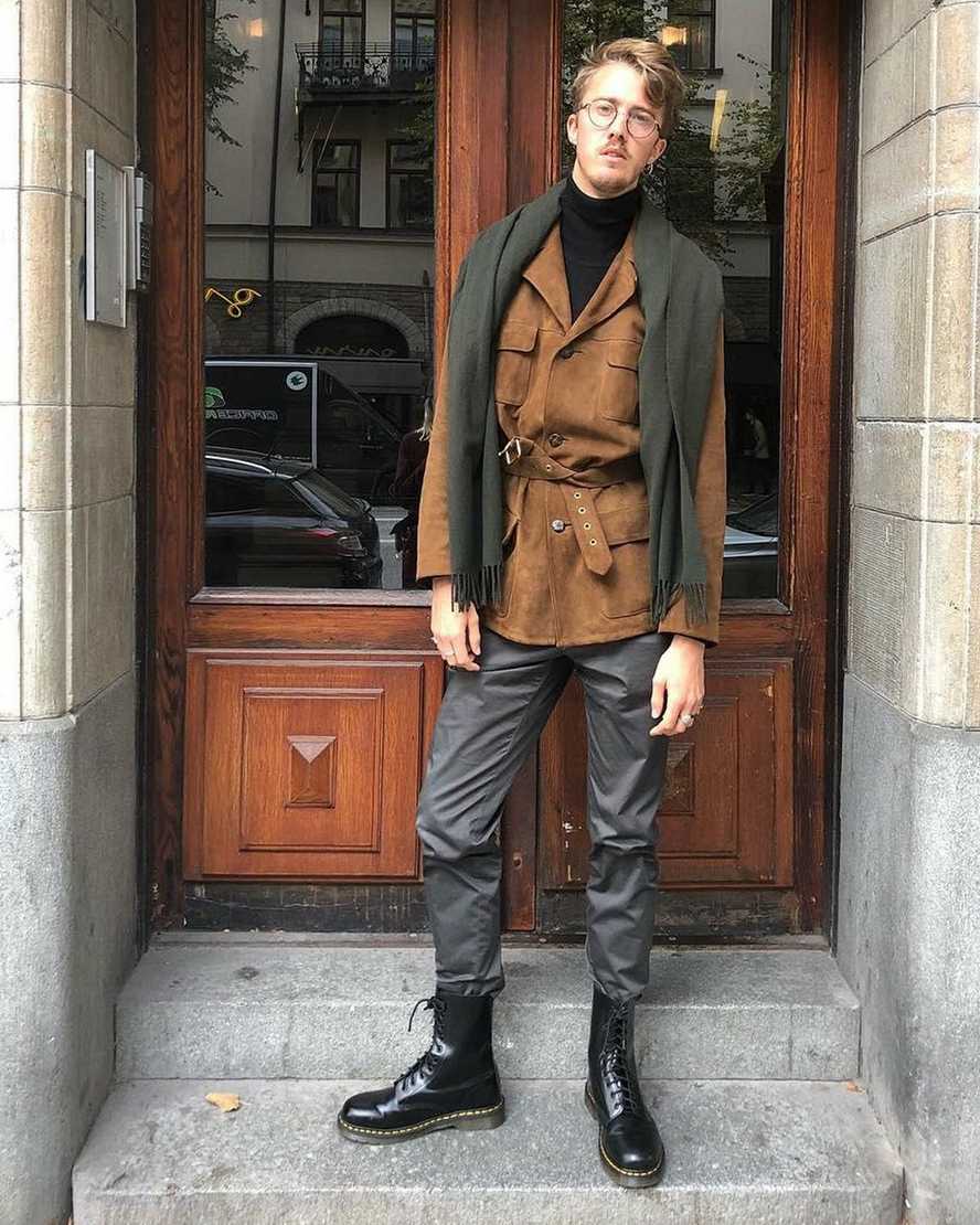 Černé pánské boty dr. martens 1490 smooth do poloviny lýtek