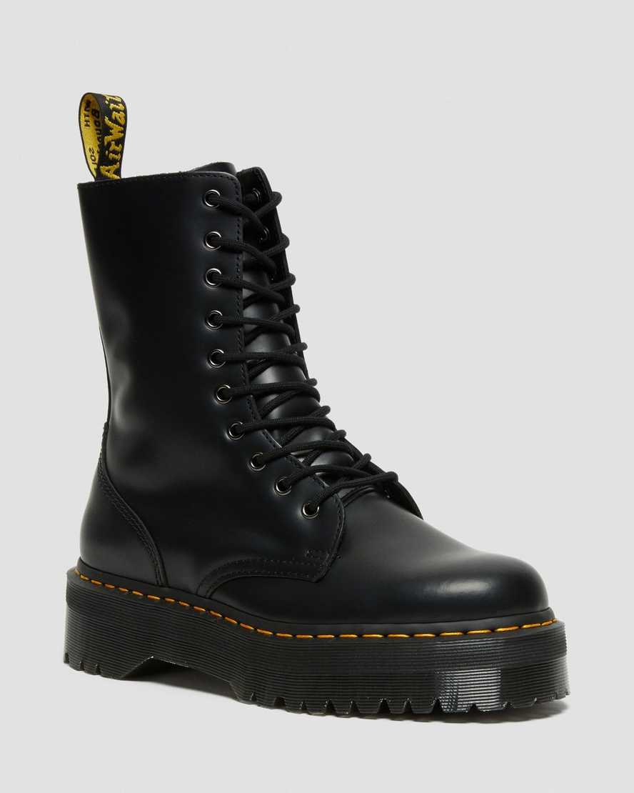 Černé pánské boty na platformě dr. martens jadon hi smooth