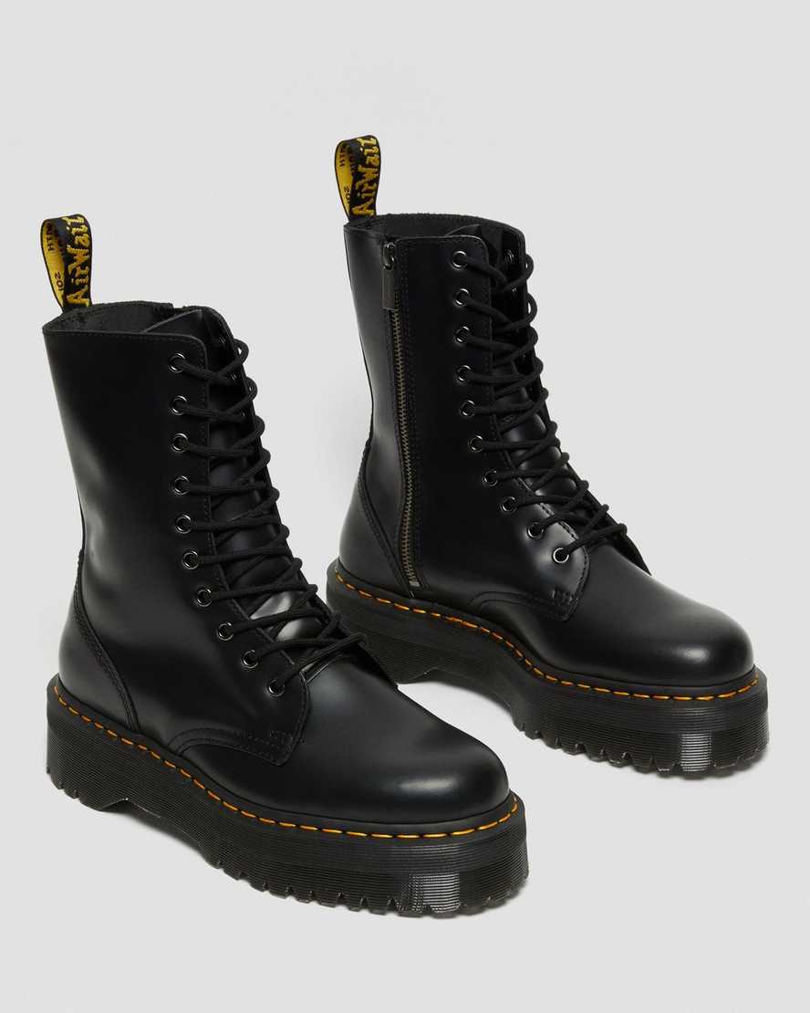 Černé pánské boty na platformě dr. martens jadon hi smooth