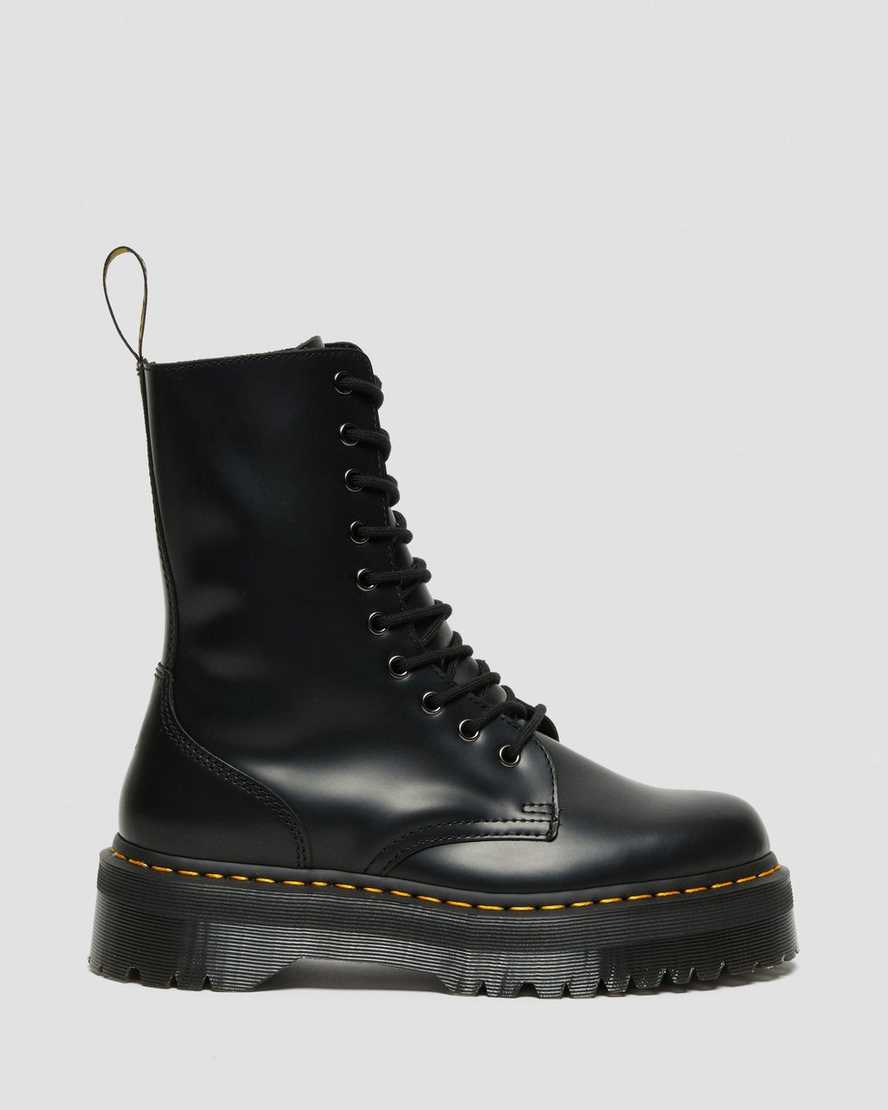 Černé pánské boty na platformě dr. martens jadon hi smooth