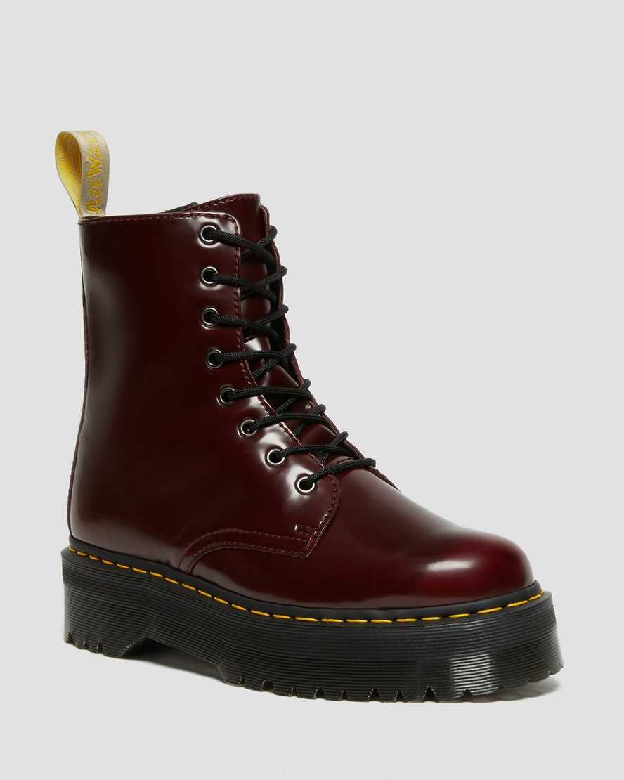 Červené pánské boty na platformě dr. martens jadon ii