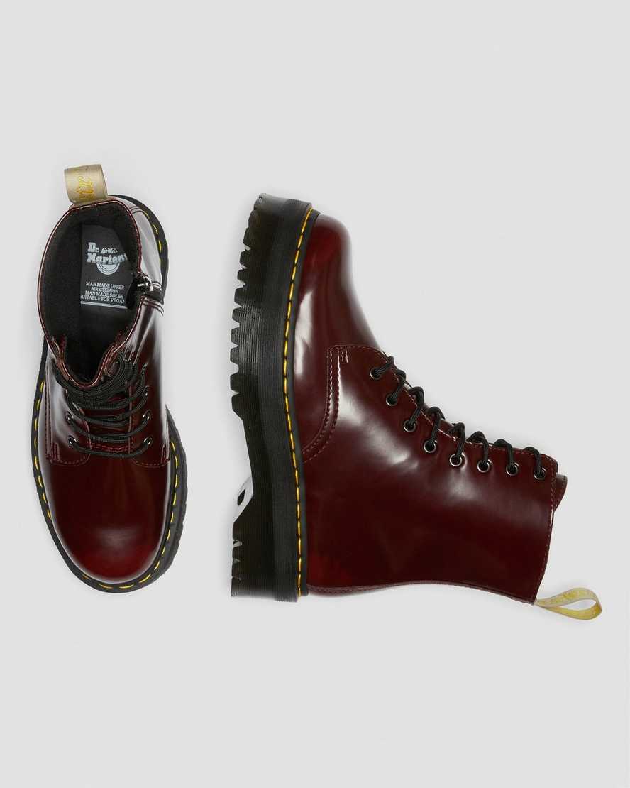 Červené pánské boty na platformě dr. martens jadon ii
