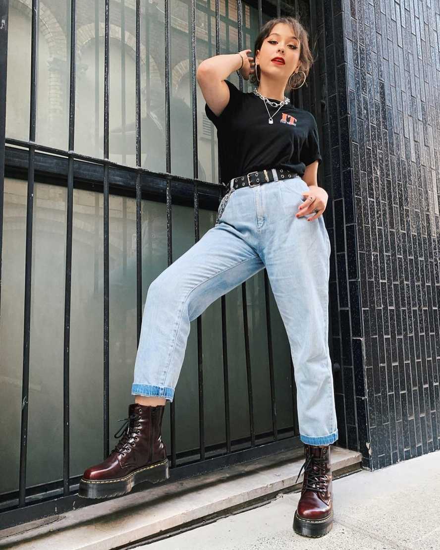 Červené pánské boty na platformě dr. martens jadon ii