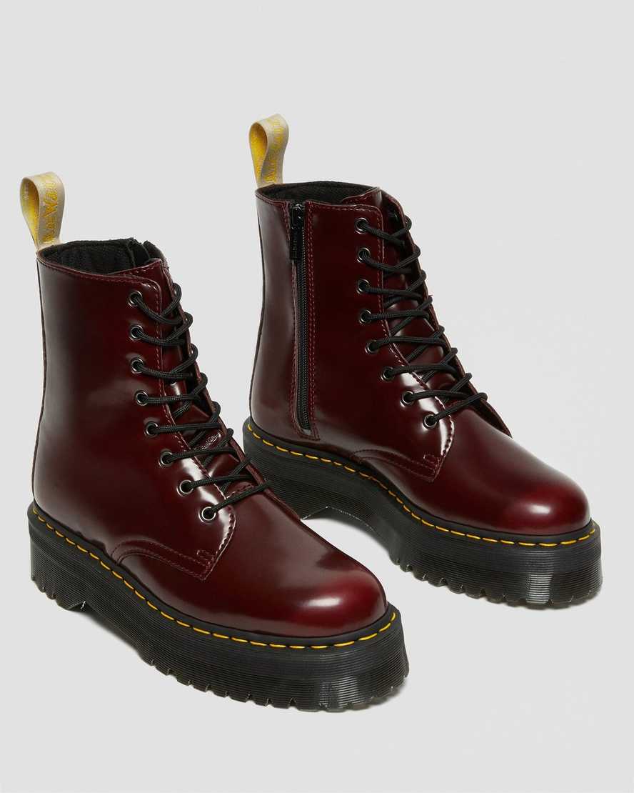 Červené pánské boty na platformě dr. martens jadon ii