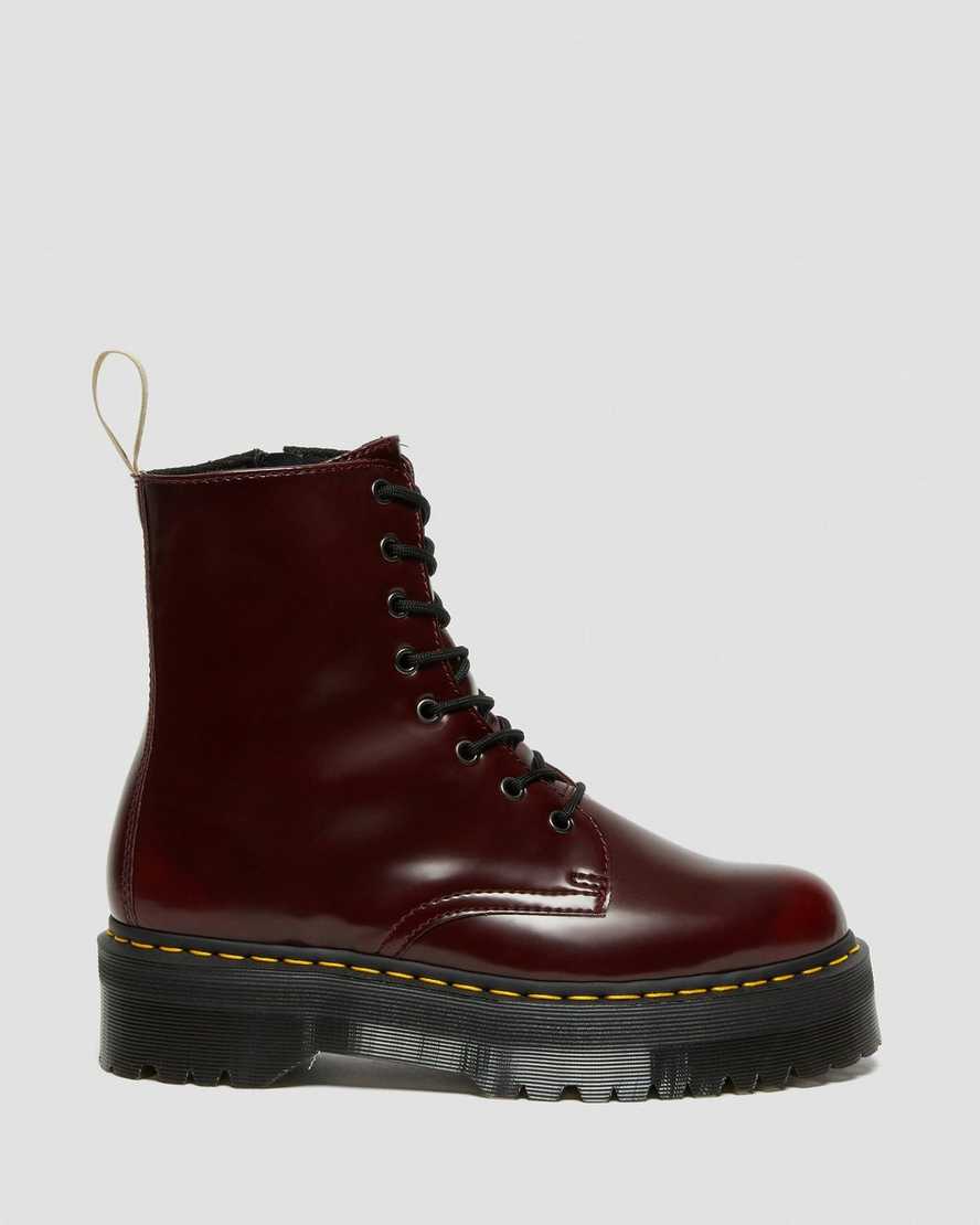 Červené pánské boty na platformě dr. martens jadon ii