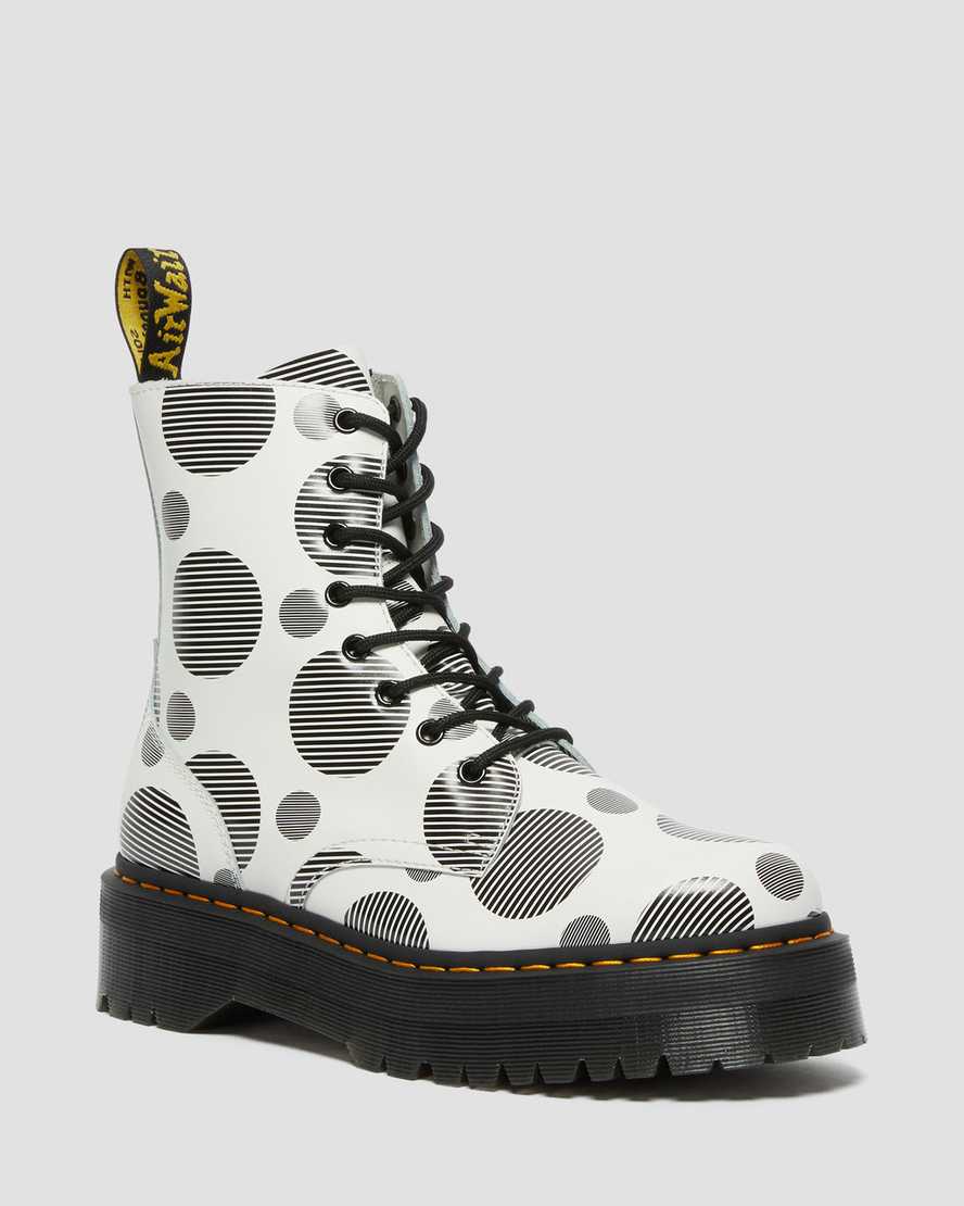 bílé pánské boty na platformě dr. martens jadon polka dot smooth