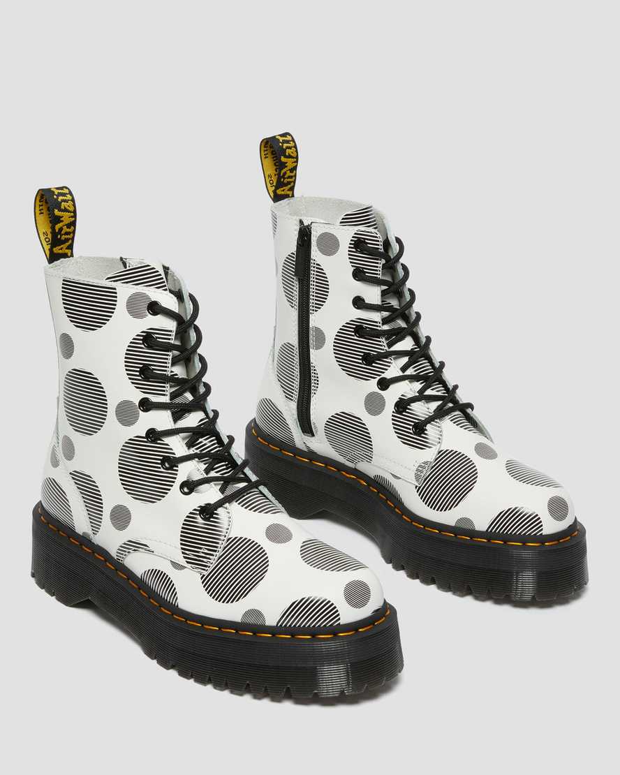 bílé pánské boty na platformě dr. martens jadon polka dot smooth