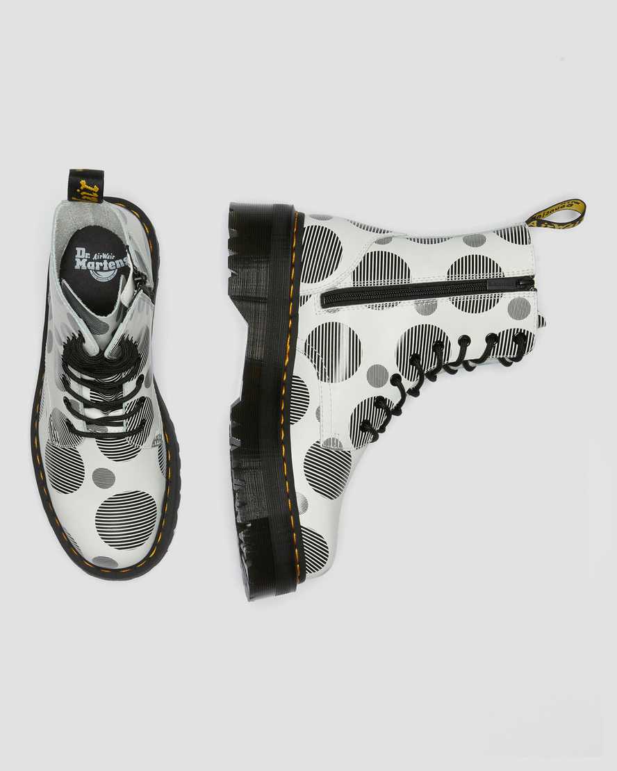 bílé pánské boty na platformě dr. martens jadon polka dot smooth