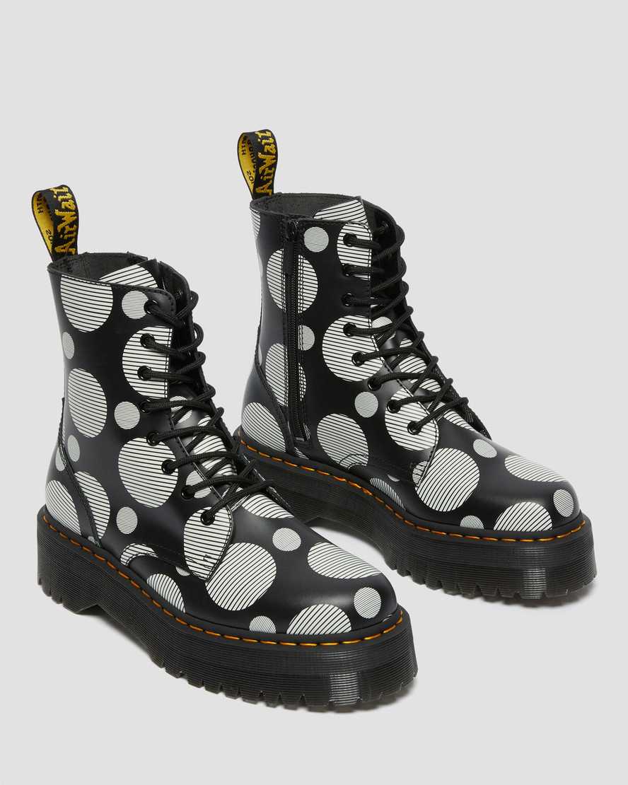 Černé pánské boty na platformě dr. martens jadon polka dot smooth