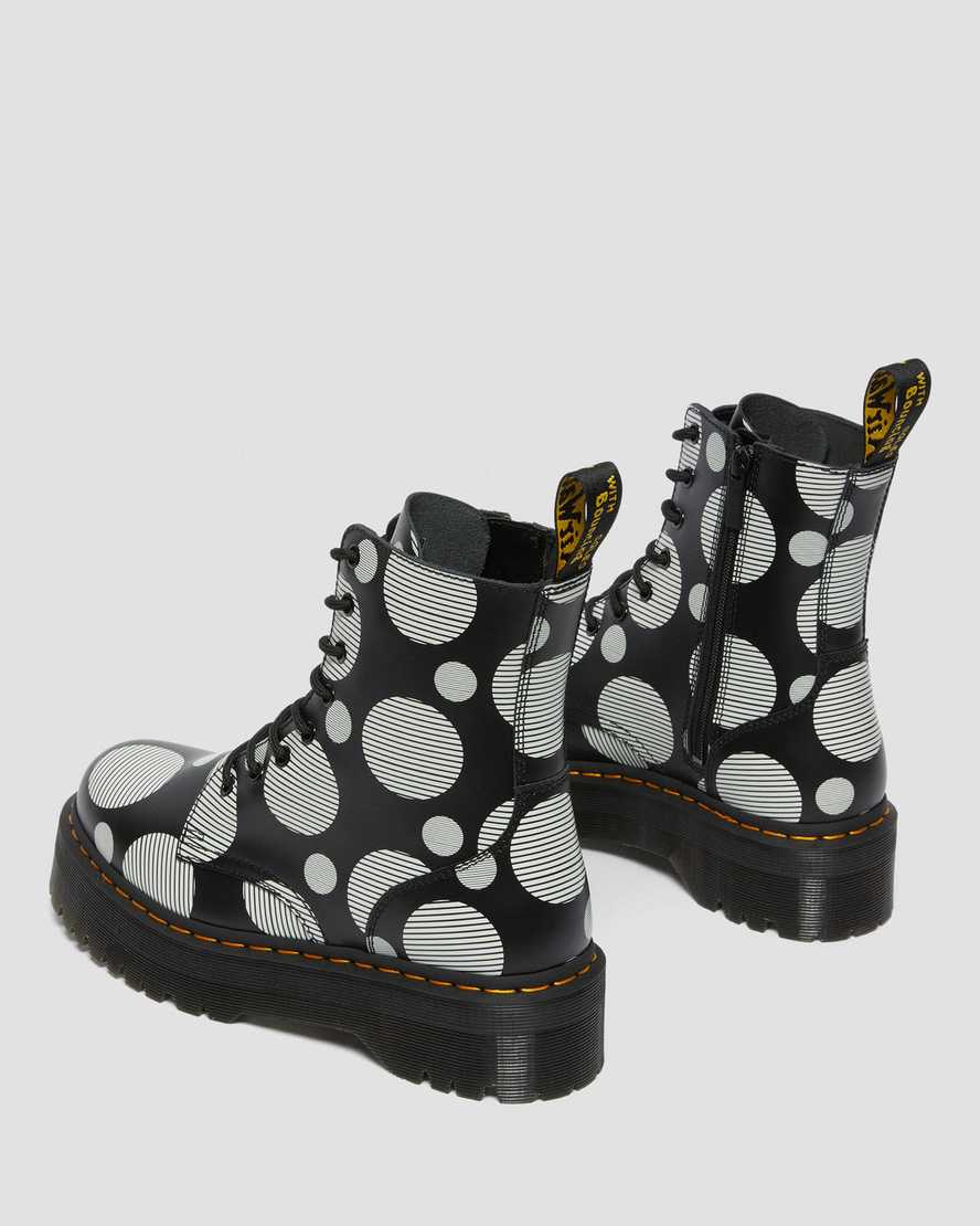 Černé pánské boty na platformě dr. martens jadon polka dot smooth