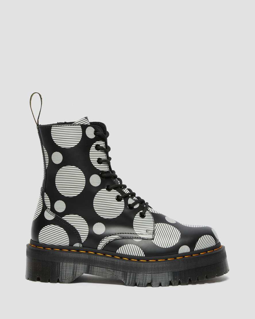 Černé pánské boty na platformě dr. martens jadon polka dot smooth