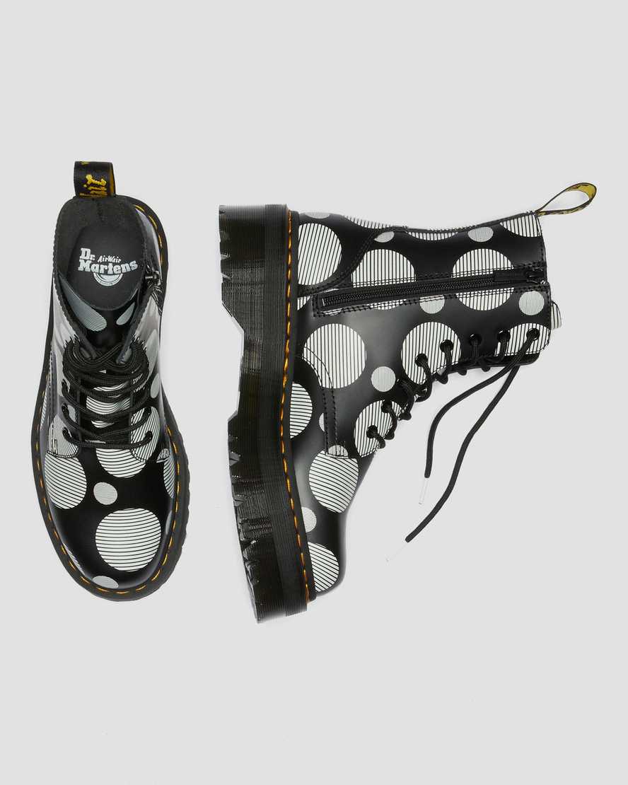 Černé pánské boty na platformě dr. martens jadon polka dot smooth