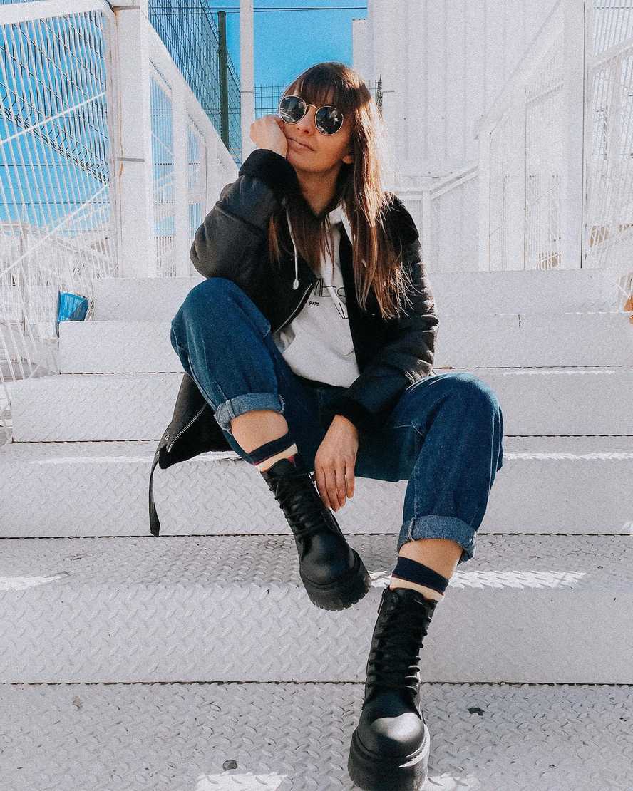 Černé pánské mono boty dr. martens jadon ii na platformě