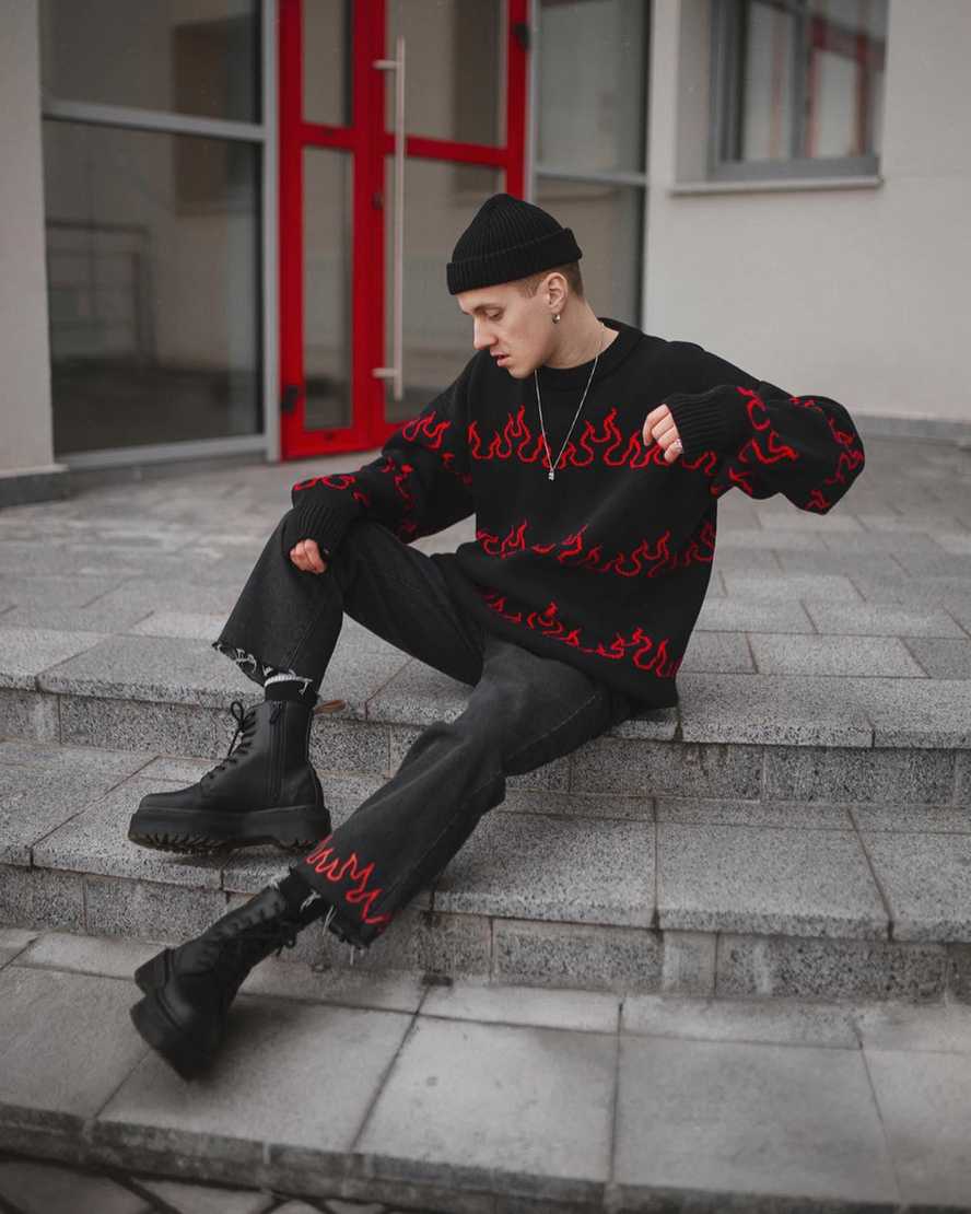 Černé pánské mono boty dr. martens jadon ii na platformě