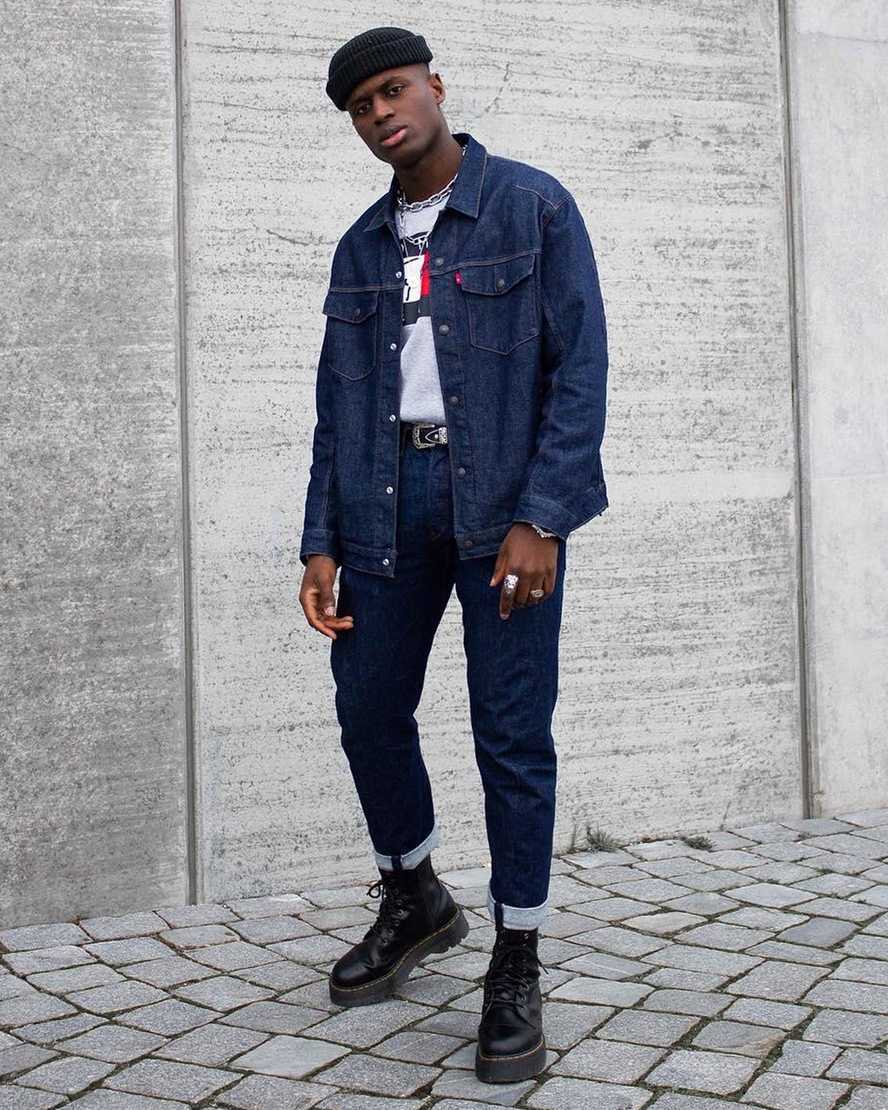 Černé pánské boty na platformě dr. martens jadon smooth