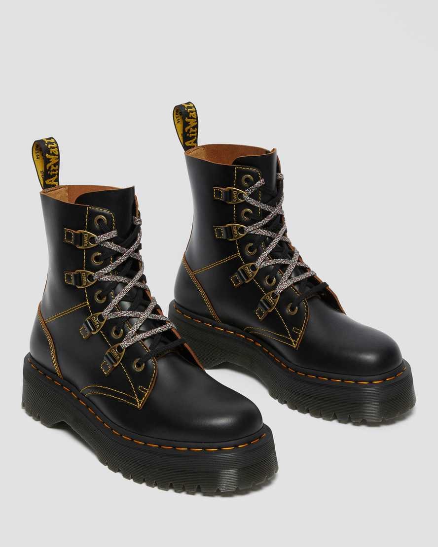 Černé pánské boty na platformě dr. martens collier s dvojitým šněrováním