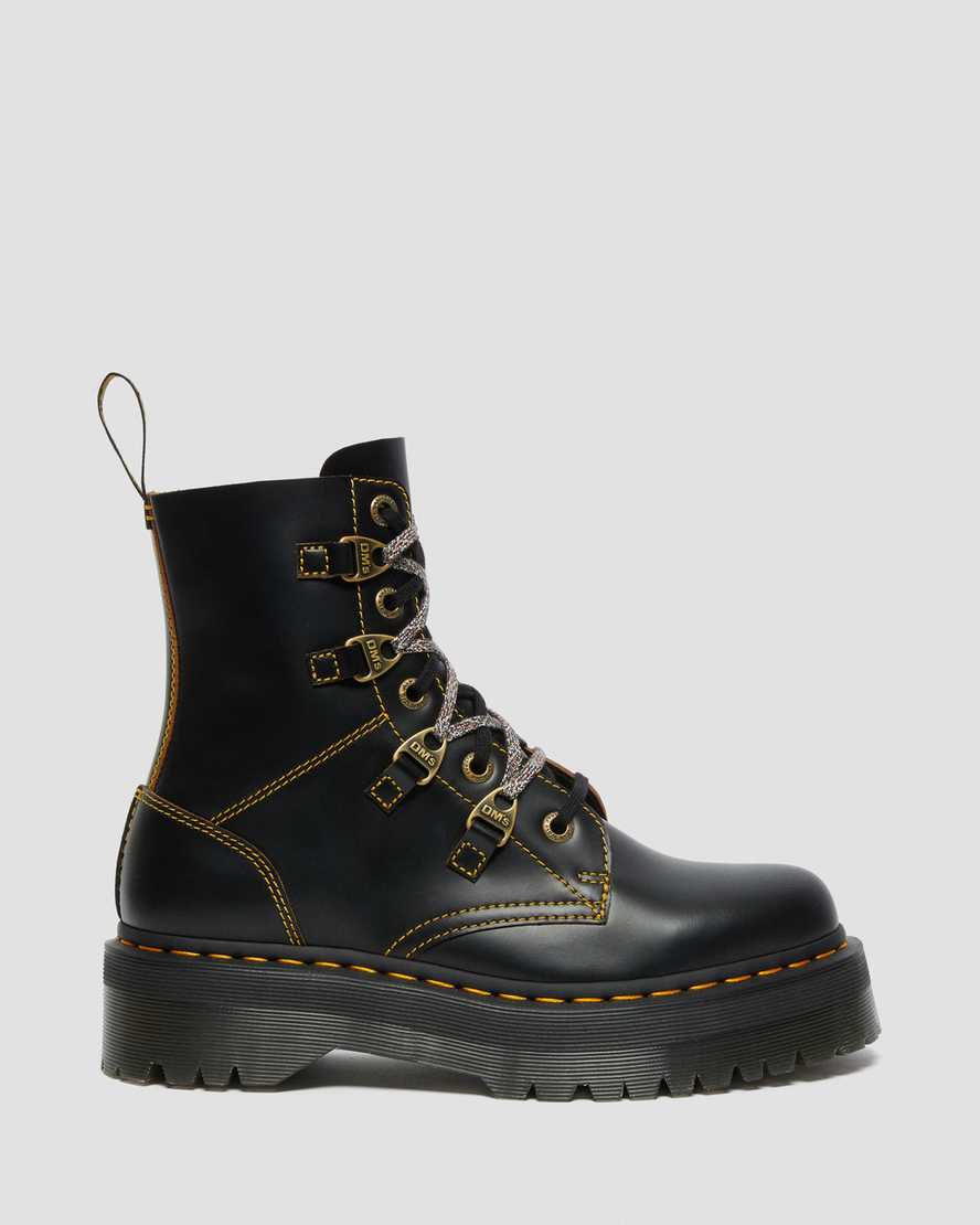 Černé pánské boty na platformě dr. martens collier s dvojitým šněrováním