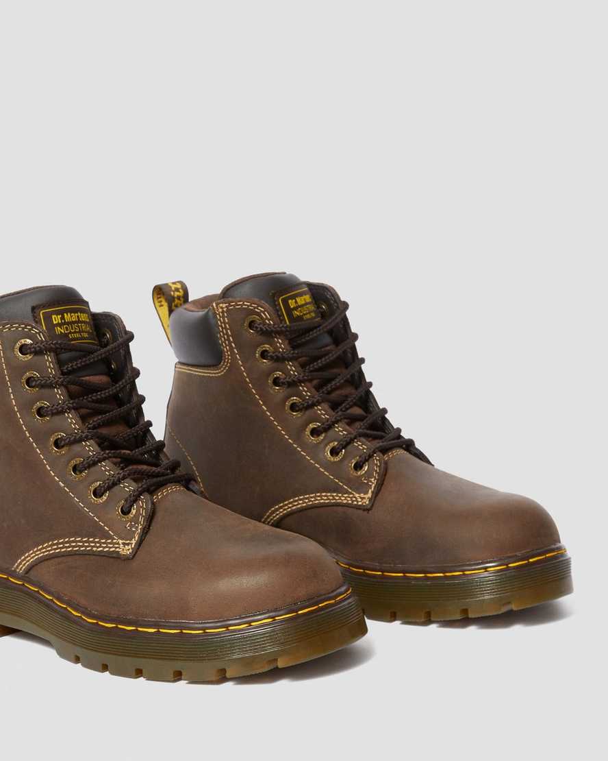 tmavě hnědé pánské pracovní boty dr. martens winch extra wide