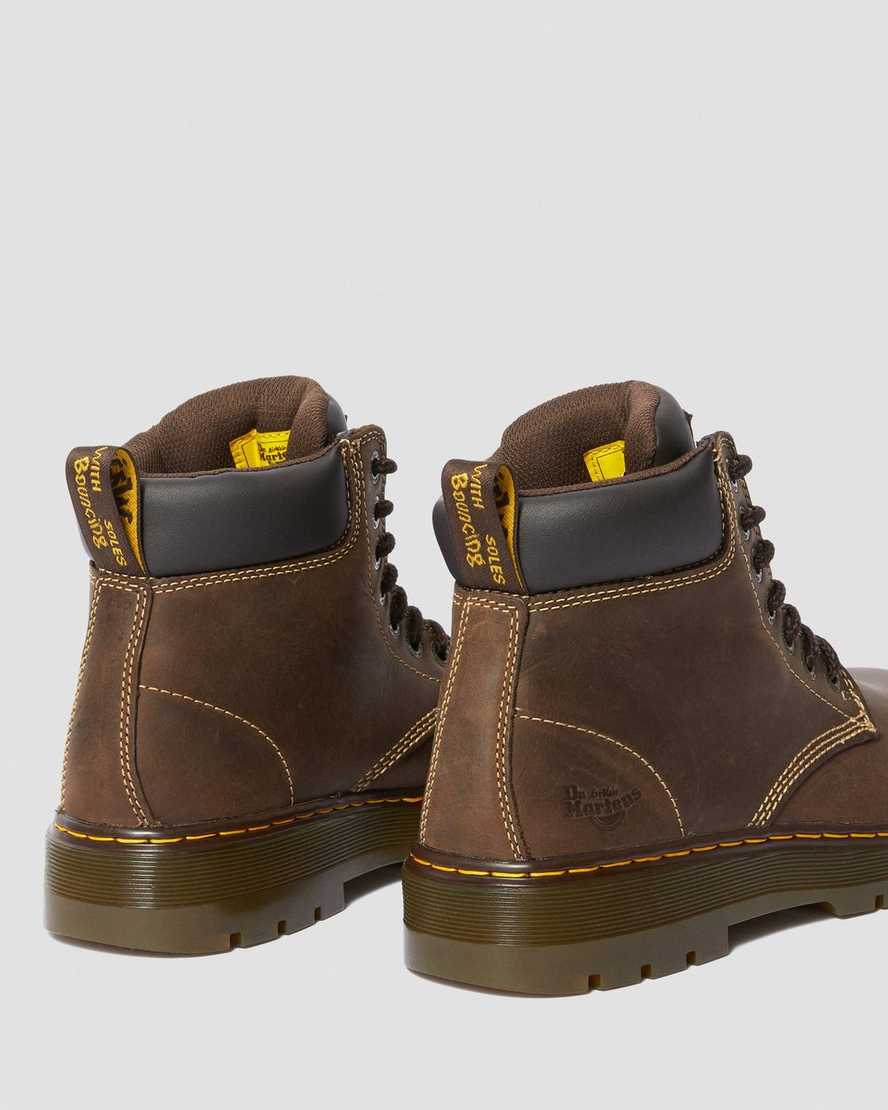 tmavě hnědé pánské pracovní boty dr. martens winch extra wide