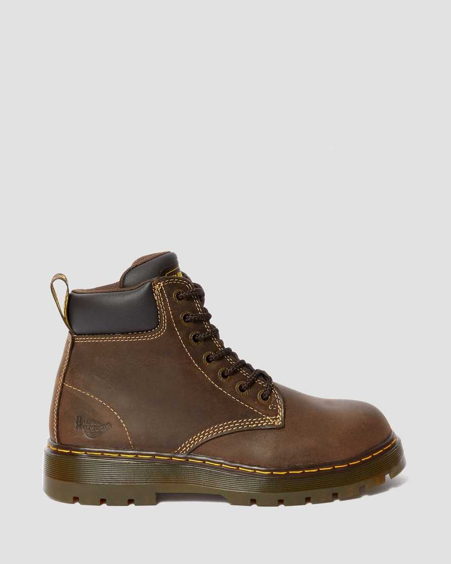 tmavě hnědé pánské pracovní boty dr. martens winch extra wide
