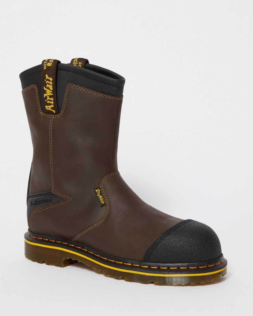 tmavě hnědé pánské pracovní boty dr. martens firth s nepromokavou ocelovou špičkou