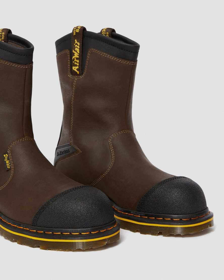 tmavě hnědé pánské pracovní boty dr. martens firth s nepromokavou ocelovou špičkou