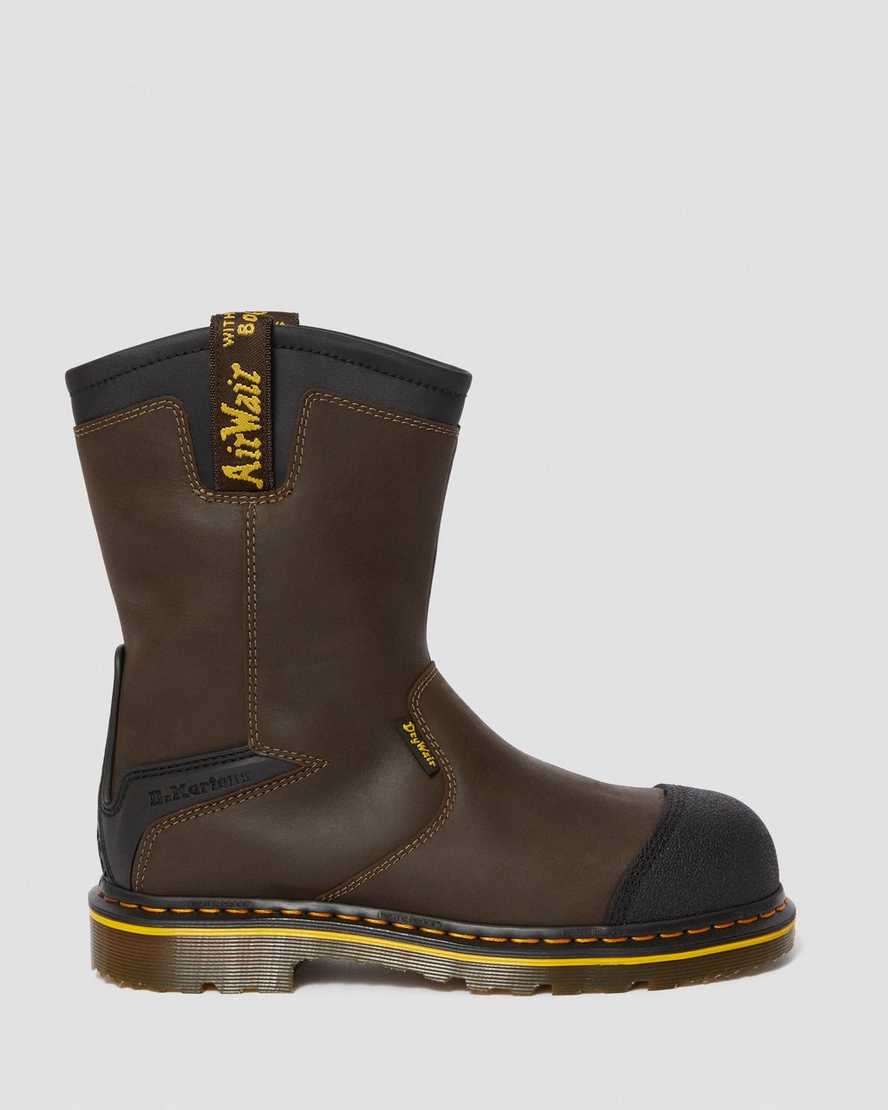 tmavě hnědé pánské pracovní boty dr. martens firth s nepromokavou ocelovou špičkou