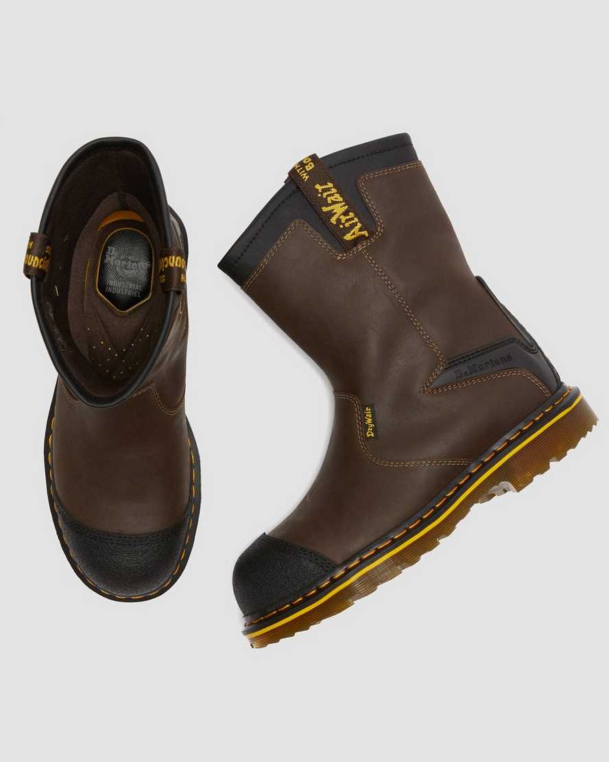 tmavě hnědé pánské pracovní boty dr. martens firth s nepromokavou ocelovou špičkou
