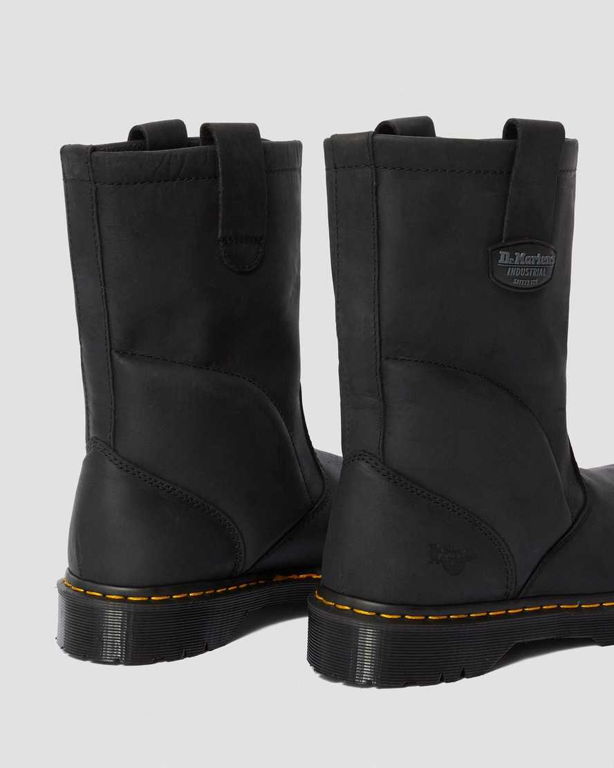 Černé pánské pracovní boty dr. martens 2295 extra wide greasy slip-on