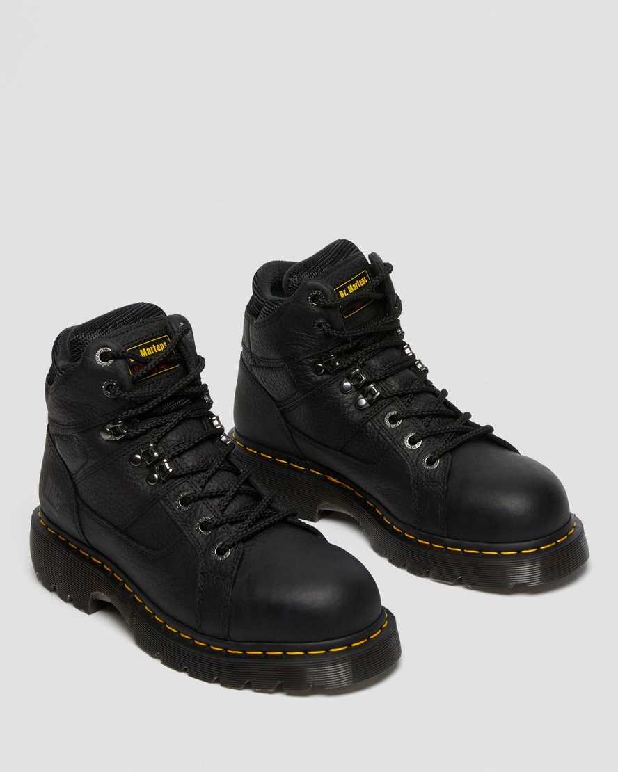 Černé pánské pracovní boty dr. martens ironbridge grizzly s ocelovou špičkou