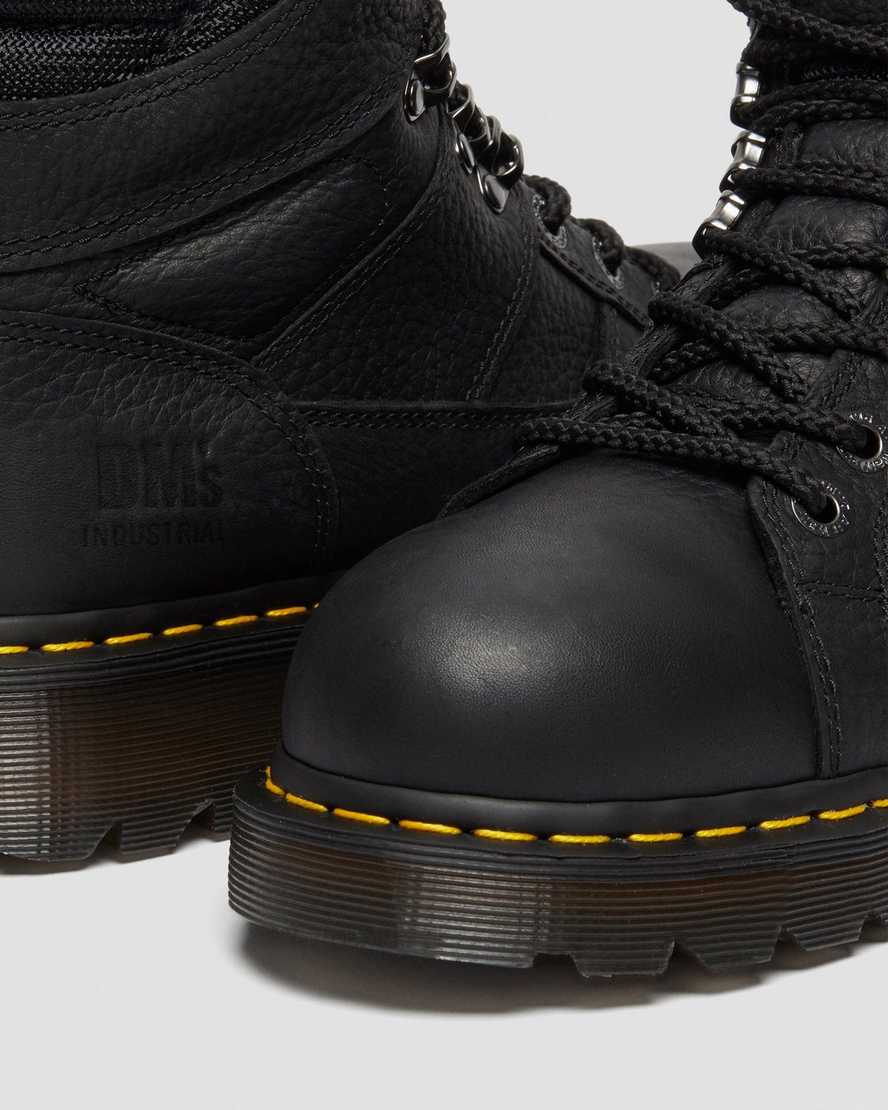 Černé pánské pracovní boty dr. martens ironbridge grizzly s ocelovou špičkou