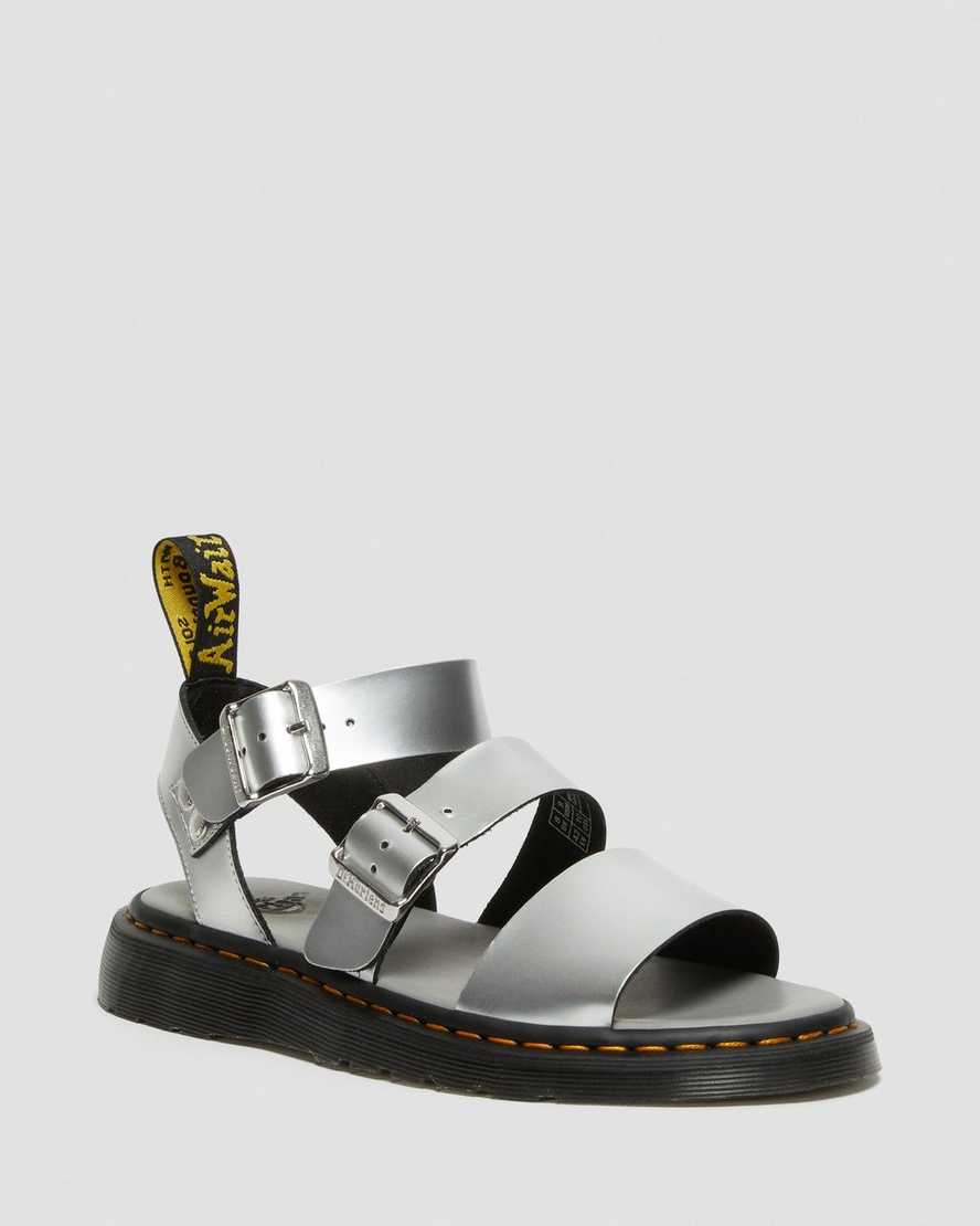 stříbrné metalické pánské gladiátorské sandály dr. martens gryphon