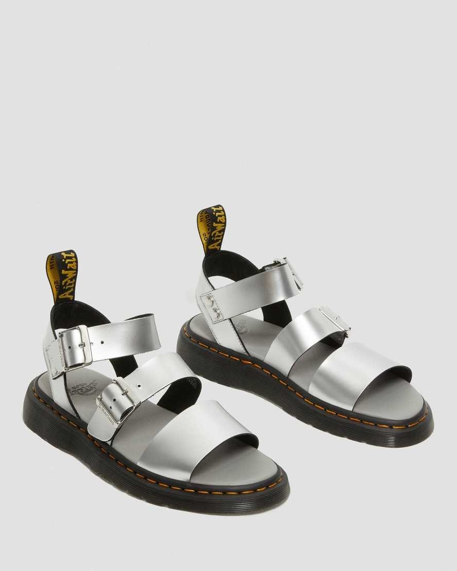 stříbrné metalické pánské gladiátorské sandály dr. martens gryphon