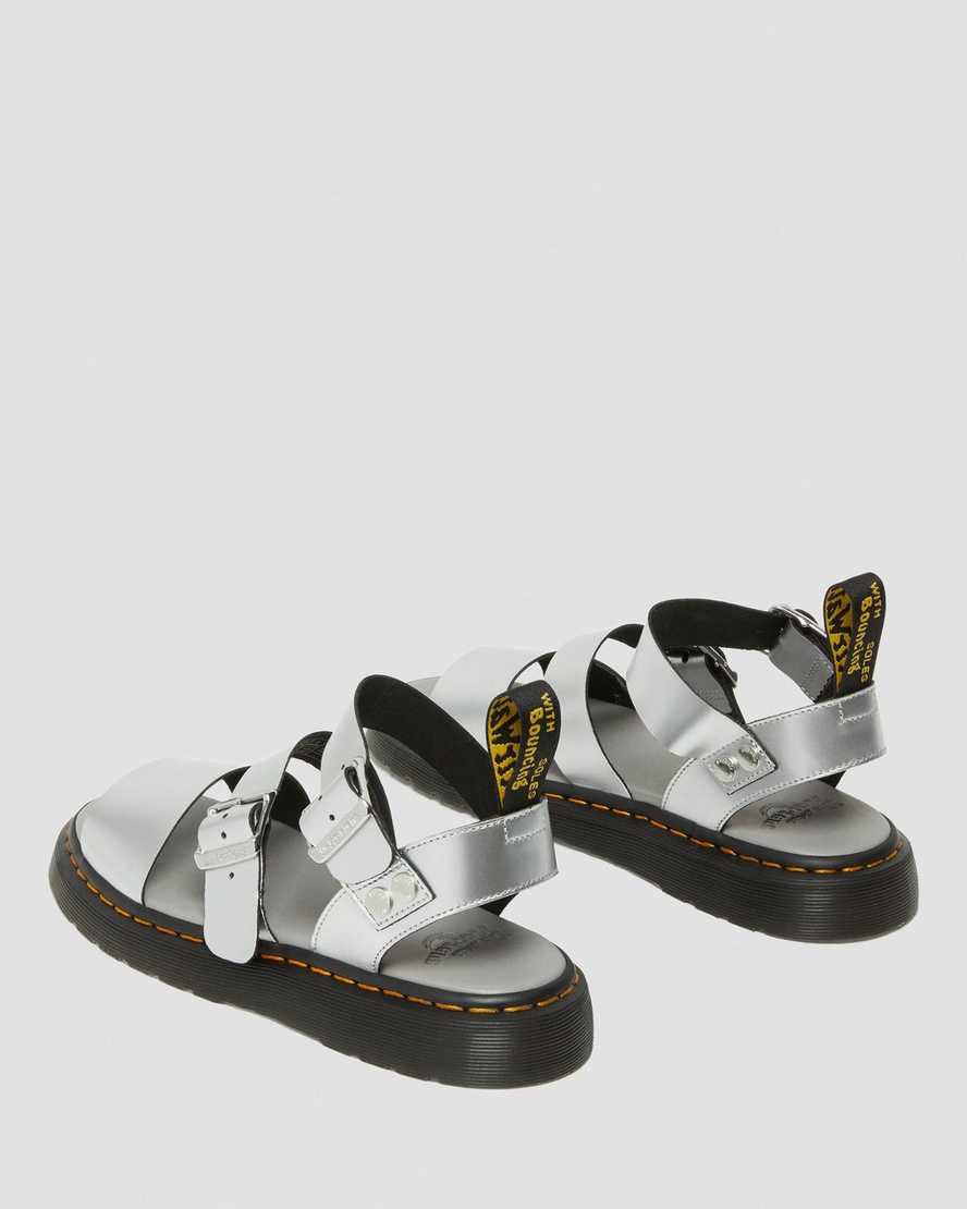 stříbrné metalické pánské gladiátorské sandály dr. martens gryphon