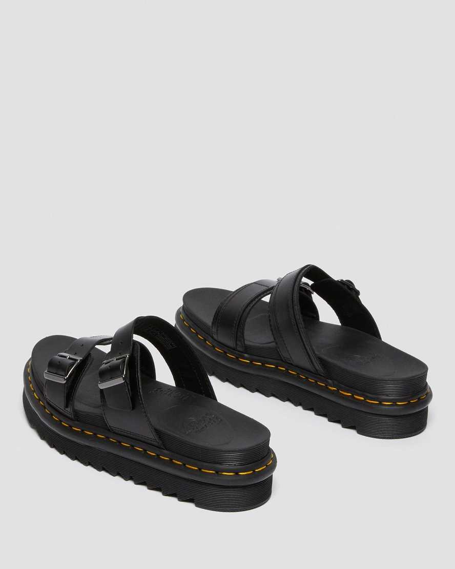 Černé pánské pantofle dr. martens myles brando s přezkou