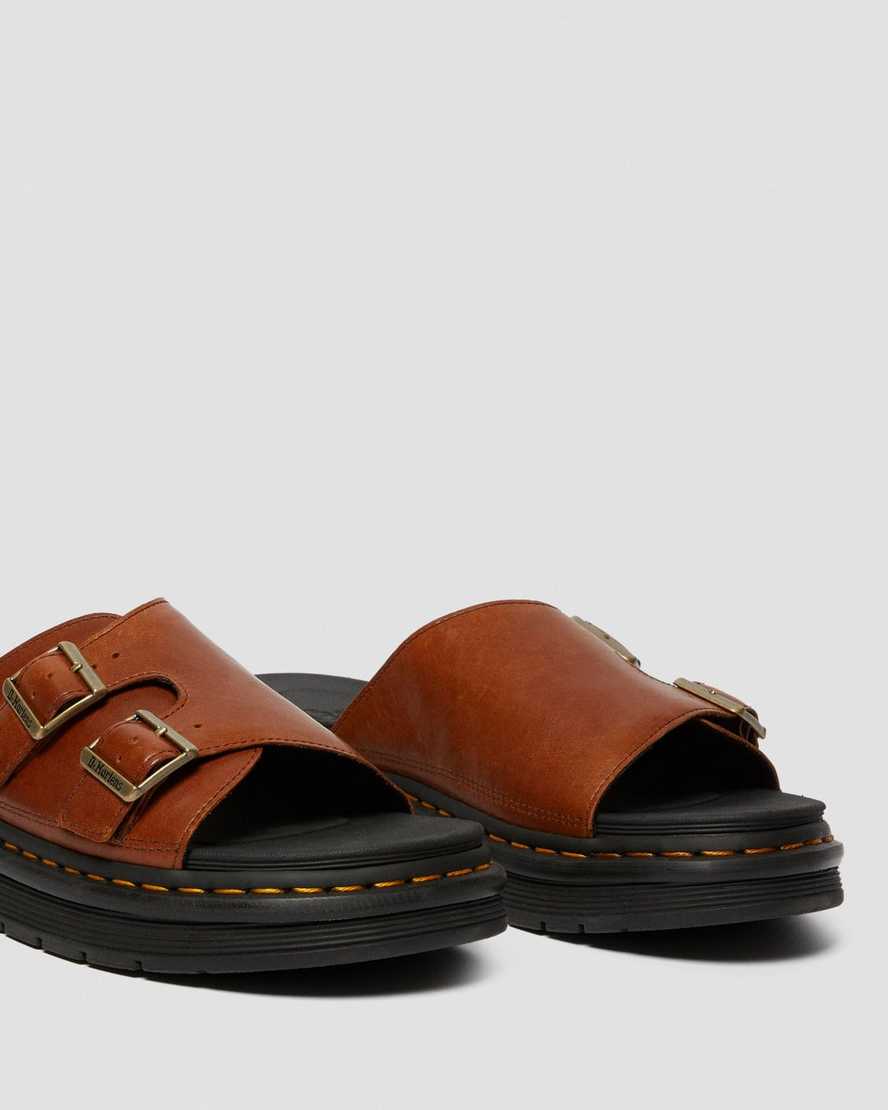 hnědé pánské nazouvací sandály dr. martens dax luxor