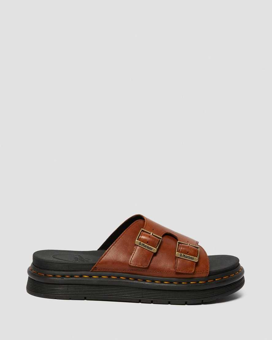 hnědé pánské nazouvací sandály dr. martens dax luxor