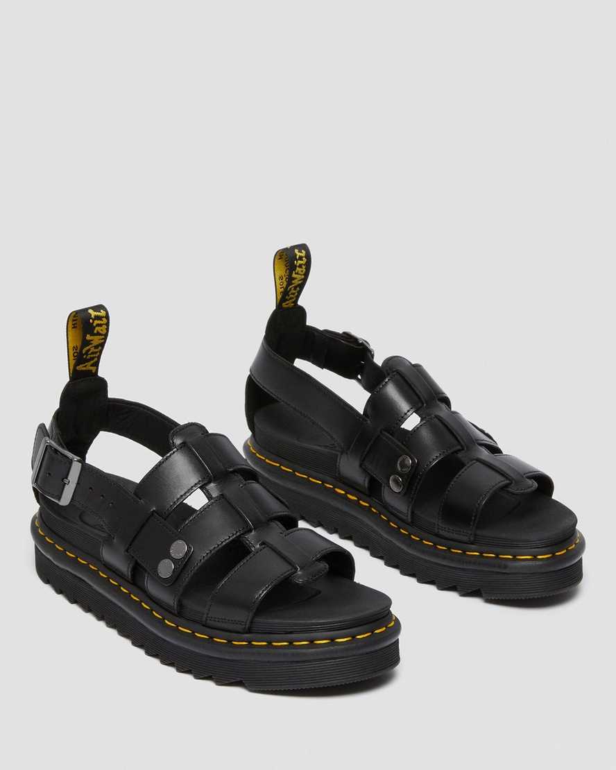 Černé pánské sandály dr. martens terry s páskem