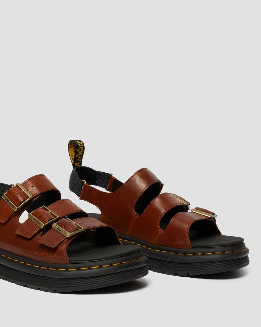 hnědé pánské sandály dr. martens soloman luxor s páskem